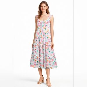 J. Crew Floral Print Midi Tiered Dress Size Small